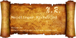Neidlinger Richárd névjegykártya